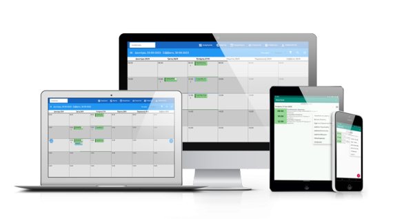 Σύστημα διαχείρισης εξωτερικών εργασιών Wavenet Job Manager σε tablet και κινητό.